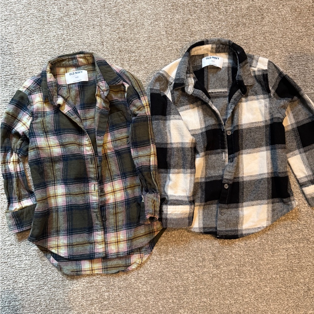 Old Navy Kids Plaid Button-Down Shirts - Multicolor and Black